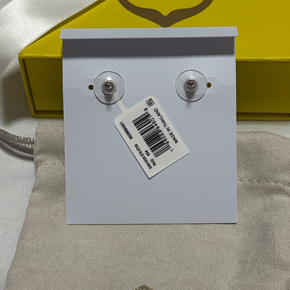 NWT Kendra Scott Grayson Silver Stud Earrings in Pink Iridescent Mother-of-Pearl - Picture 6 of 7